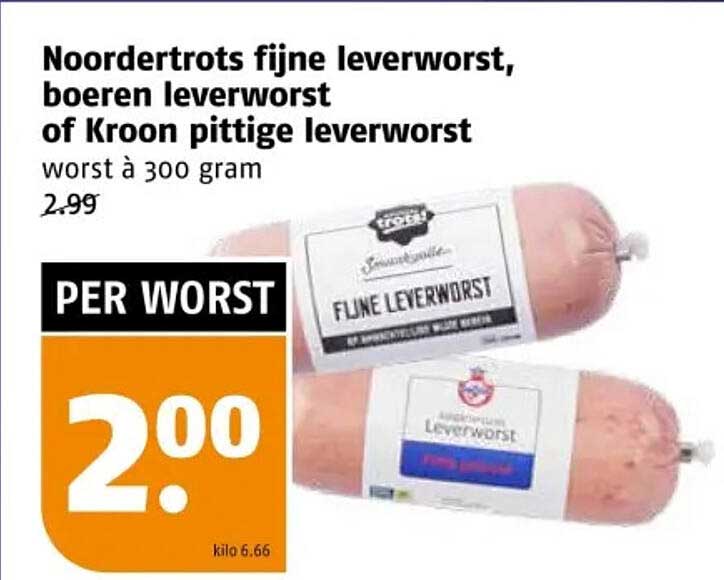 Noordertrots fijne leverworst, boeren leverworst of Kroon pittige leverworst