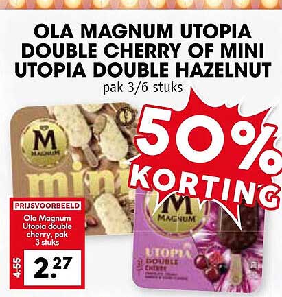 OLA MAGNUM UTOPIA DOUBLE CHERRY OF MINI UTOPIA DOUBLE HAZELNUT PAK 3/6 STUKS