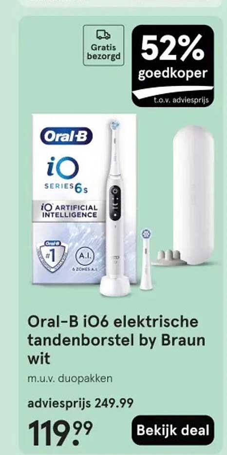 Oral-B iO6 elektrische tandenborstel by Braun wit