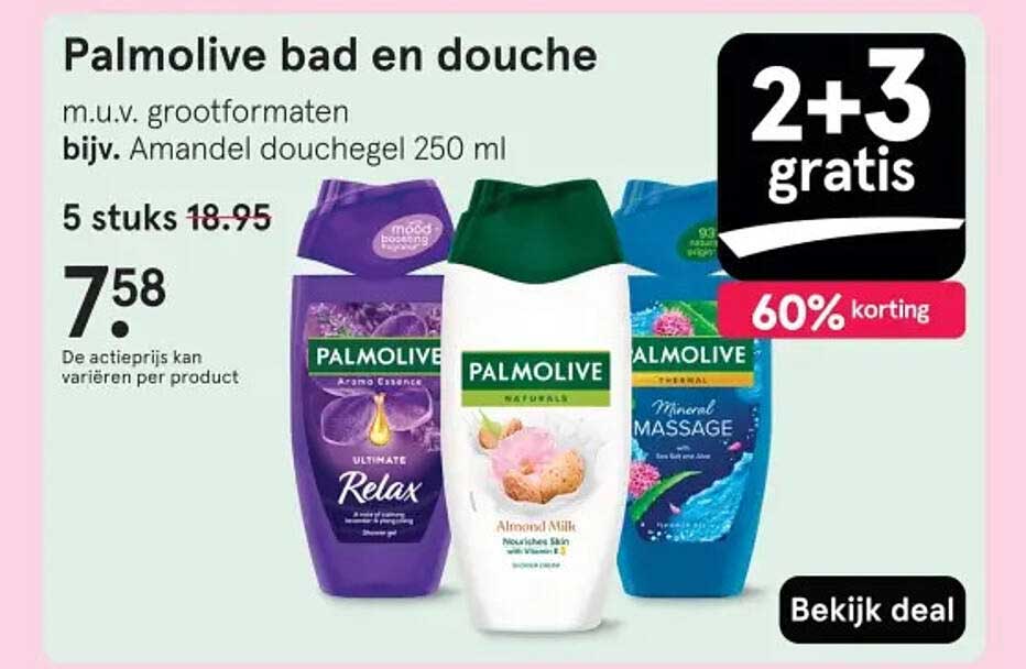 Palmolive bad en douche m.u.v. grootformaten bijv. Amandel douchegel 250 ml
