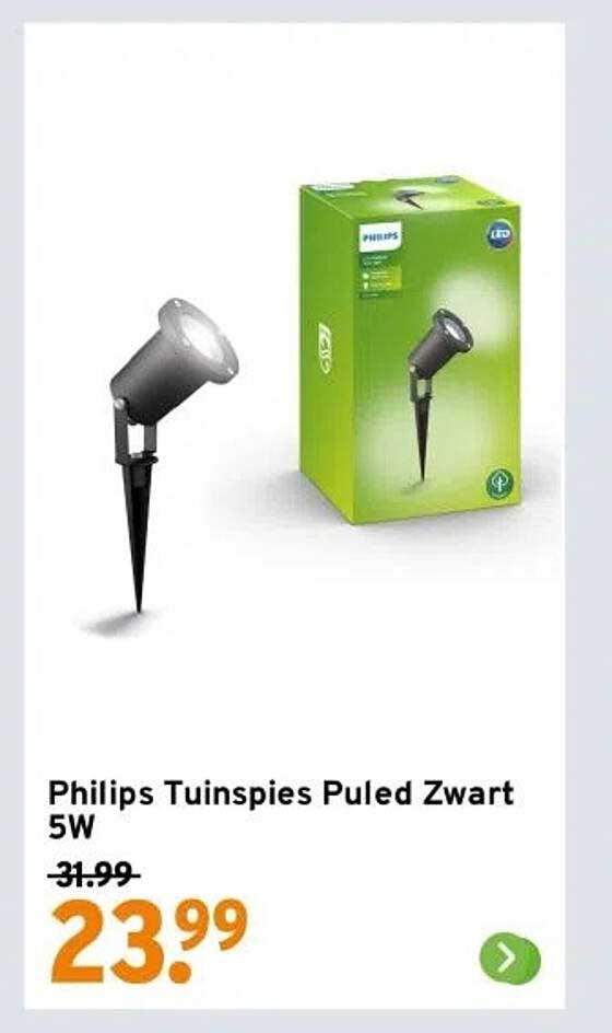 Philips Tuinspies Puled Zwart 5W
