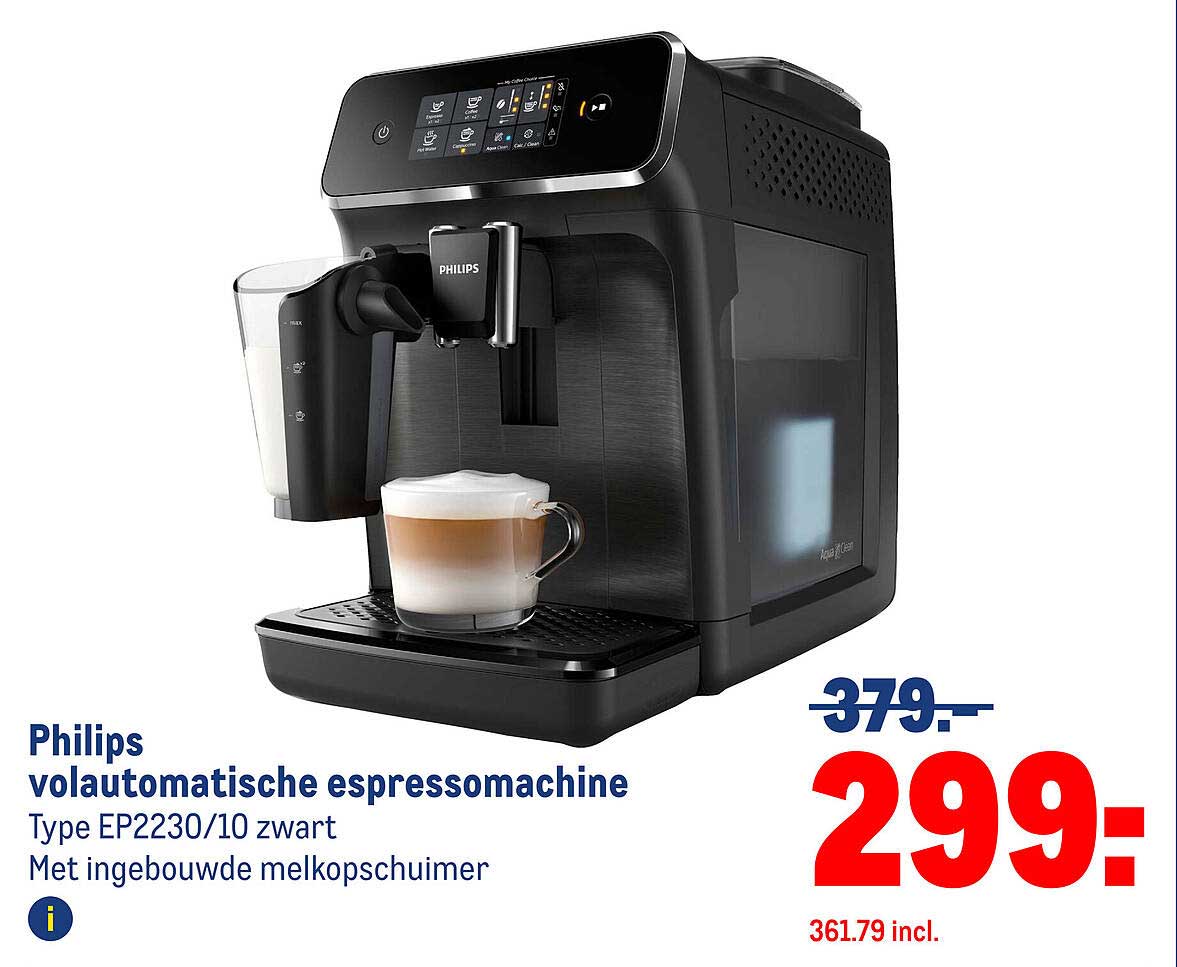 Philips volautomatische espressomachine Type EP2230/10 zwart Met ingebouwde melkopschuimer