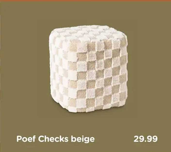 Poef Checks beige