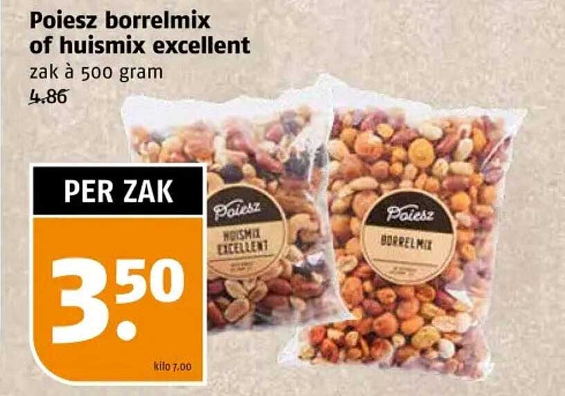 Poiesz borrelmix of huismix excellent zak à 500 gram