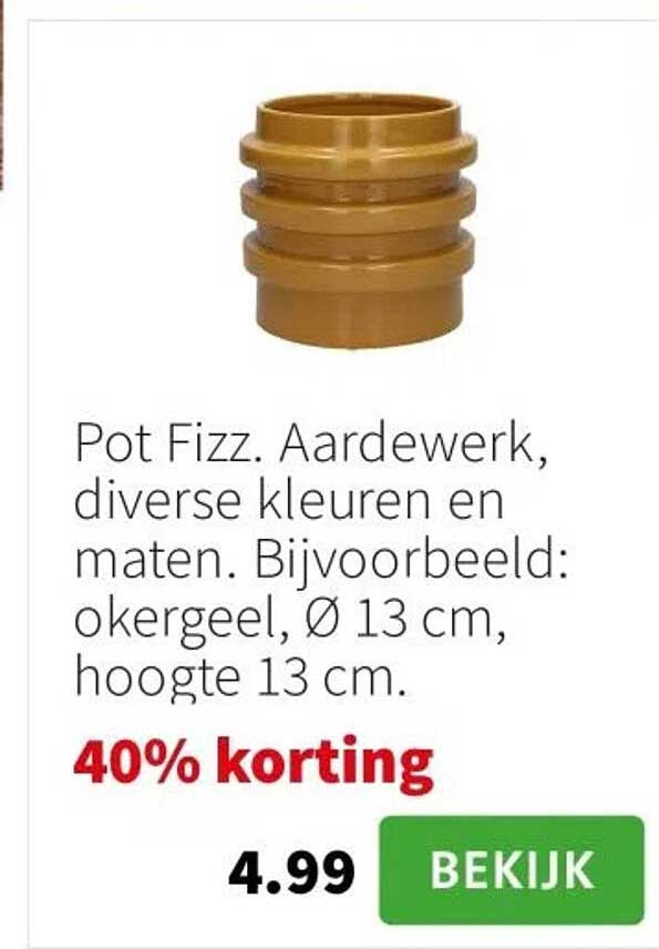 Pot Fizz. Aardewerk, diverse kleuren en maten.