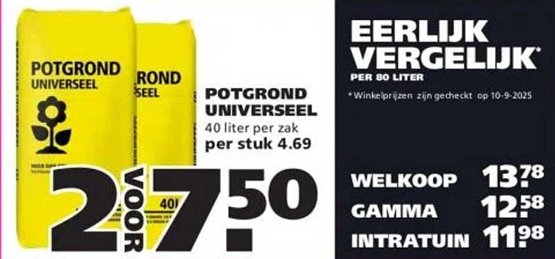 Potgrond Universeel 40 liter per zak