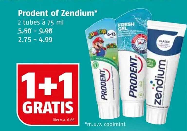Prodent of Zendium* 2 tubes à 75 ml