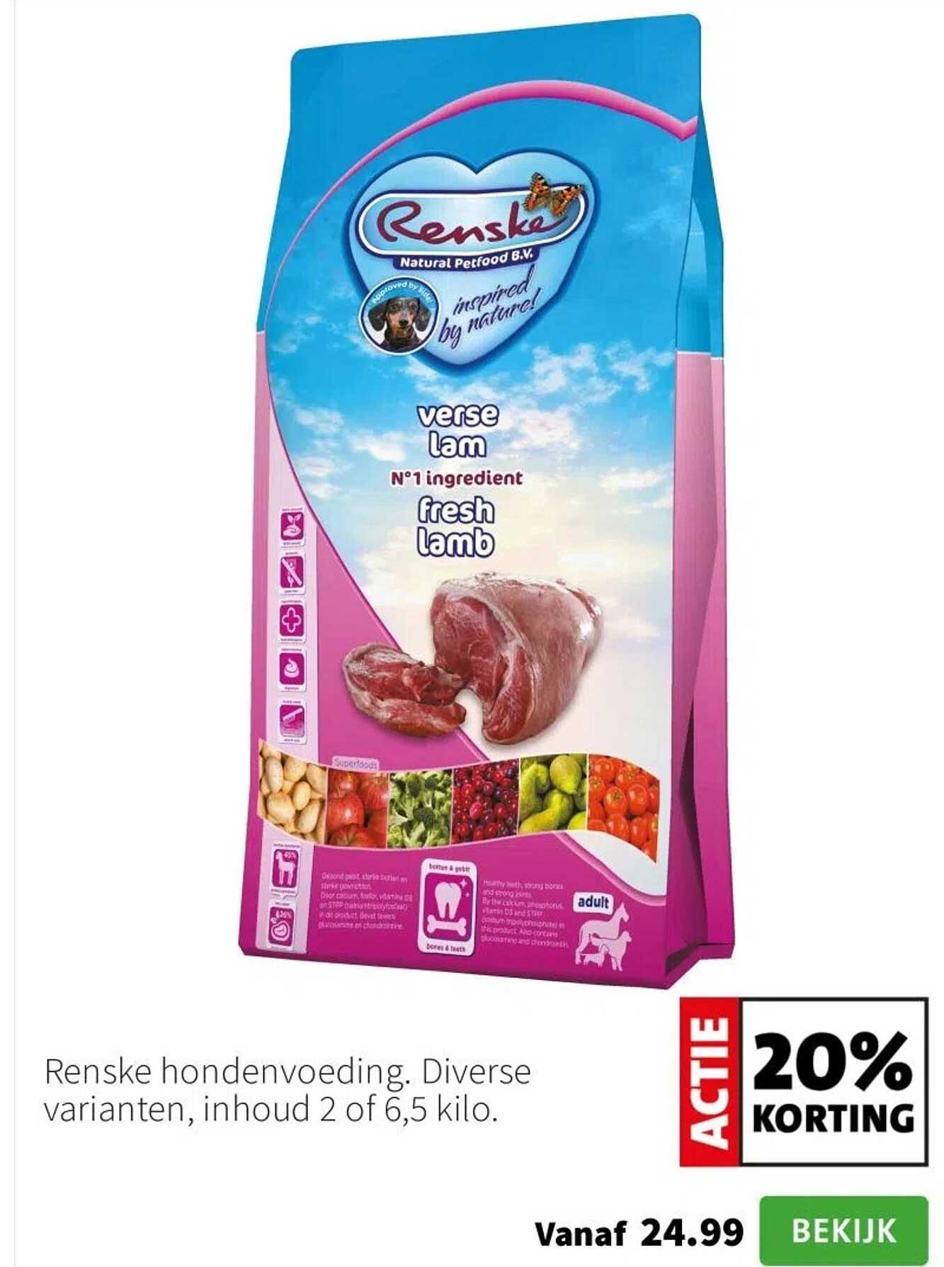 Renske hondenvoeding - verse lam met 20% korting