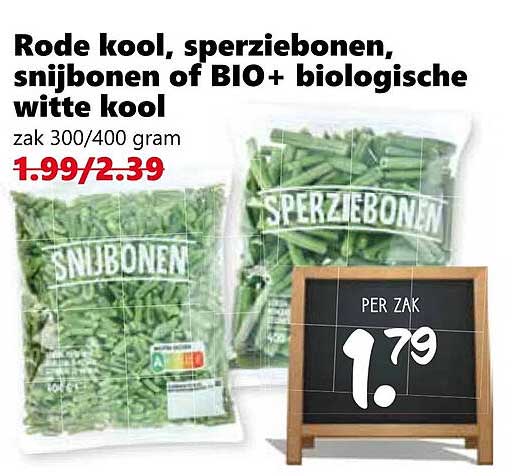 Rode kool, sperziebonen, snijbonen of BIO+ biologische witte kool