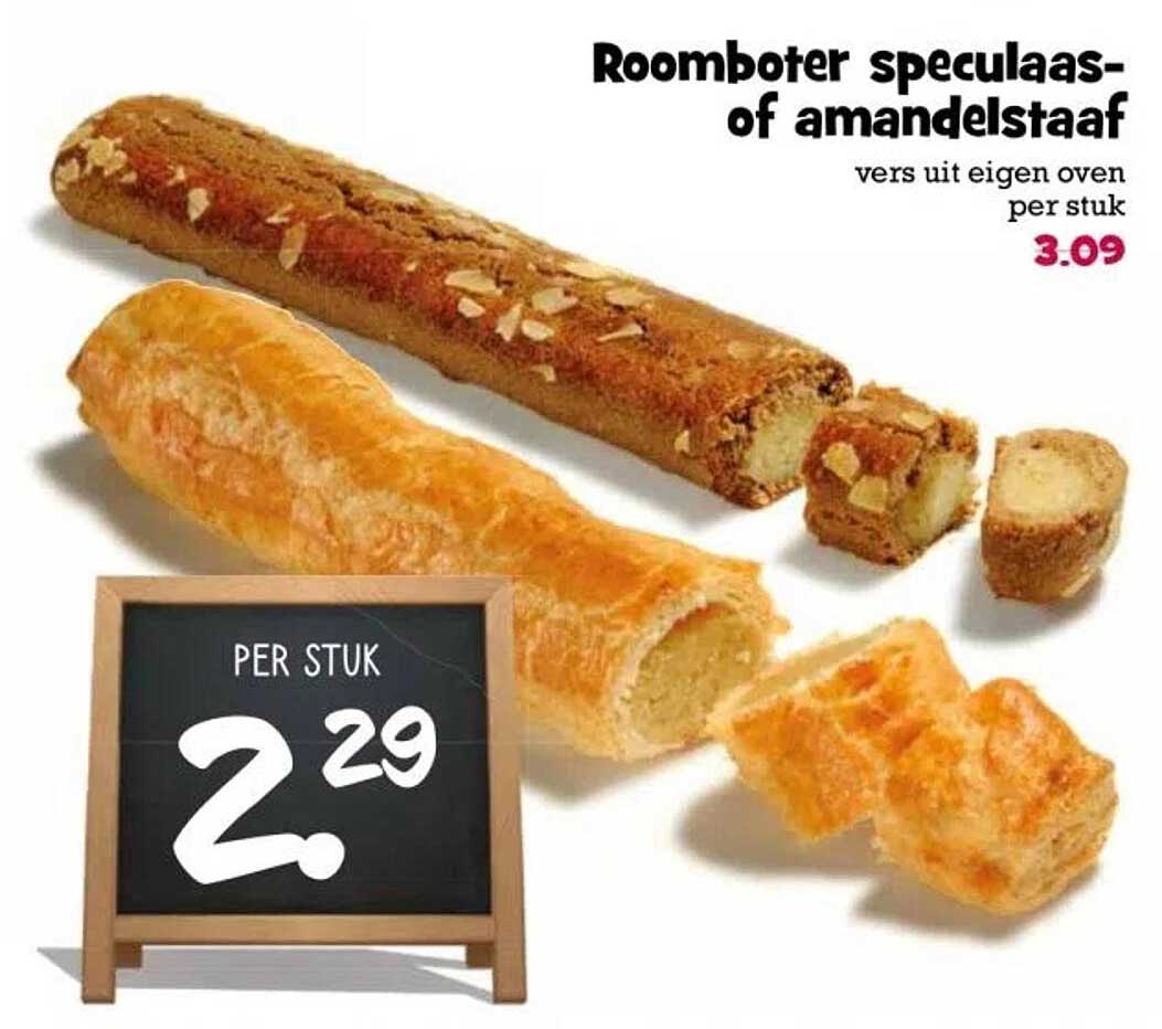 Roomboter speculaas- of amandelstaaf vers uit eigen oven per stuk