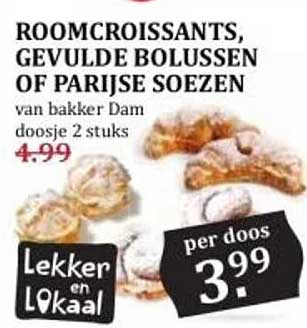 ROOMCROISSANTS, GEVULDE BOLUSSEN OF PARIJSE SOEZEN