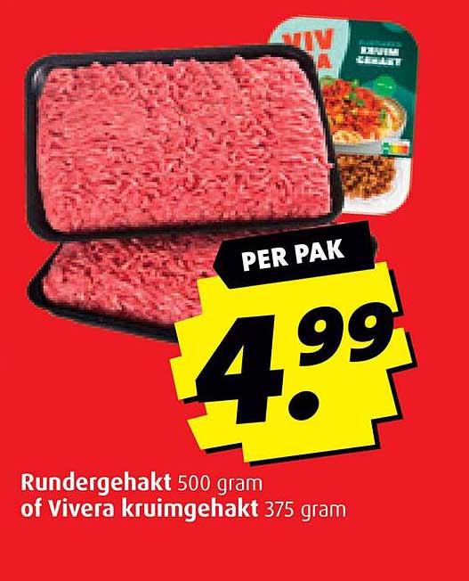 Rundergehakt 500 gram of Vivera kruimgehakt 375 gram