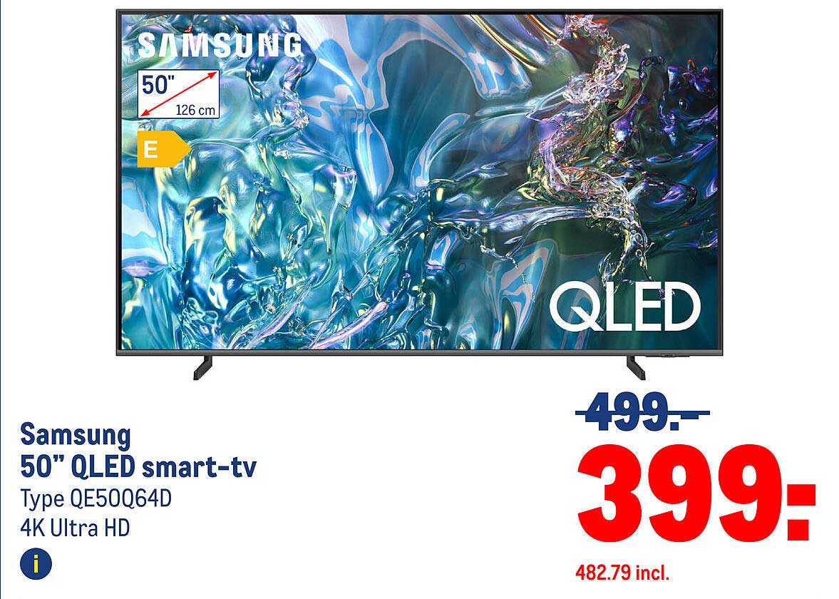 Samsung 50" QLED smart-tv Type QE50Q64D 4K Ultra HD