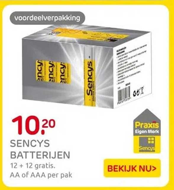 SENCYS BATTERIJEN 12 + 12 gratis. AA of AAA per pak