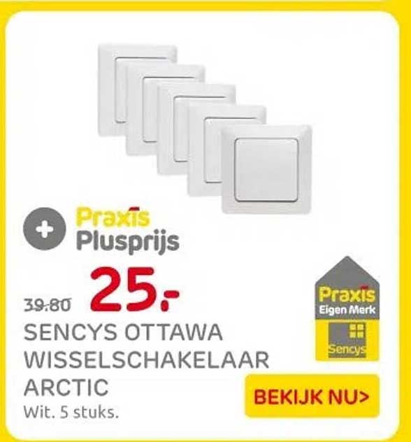 SENCYS OTTAWA WISSELSCHAKELAAR ARCTIC Wit. 5 stuks.