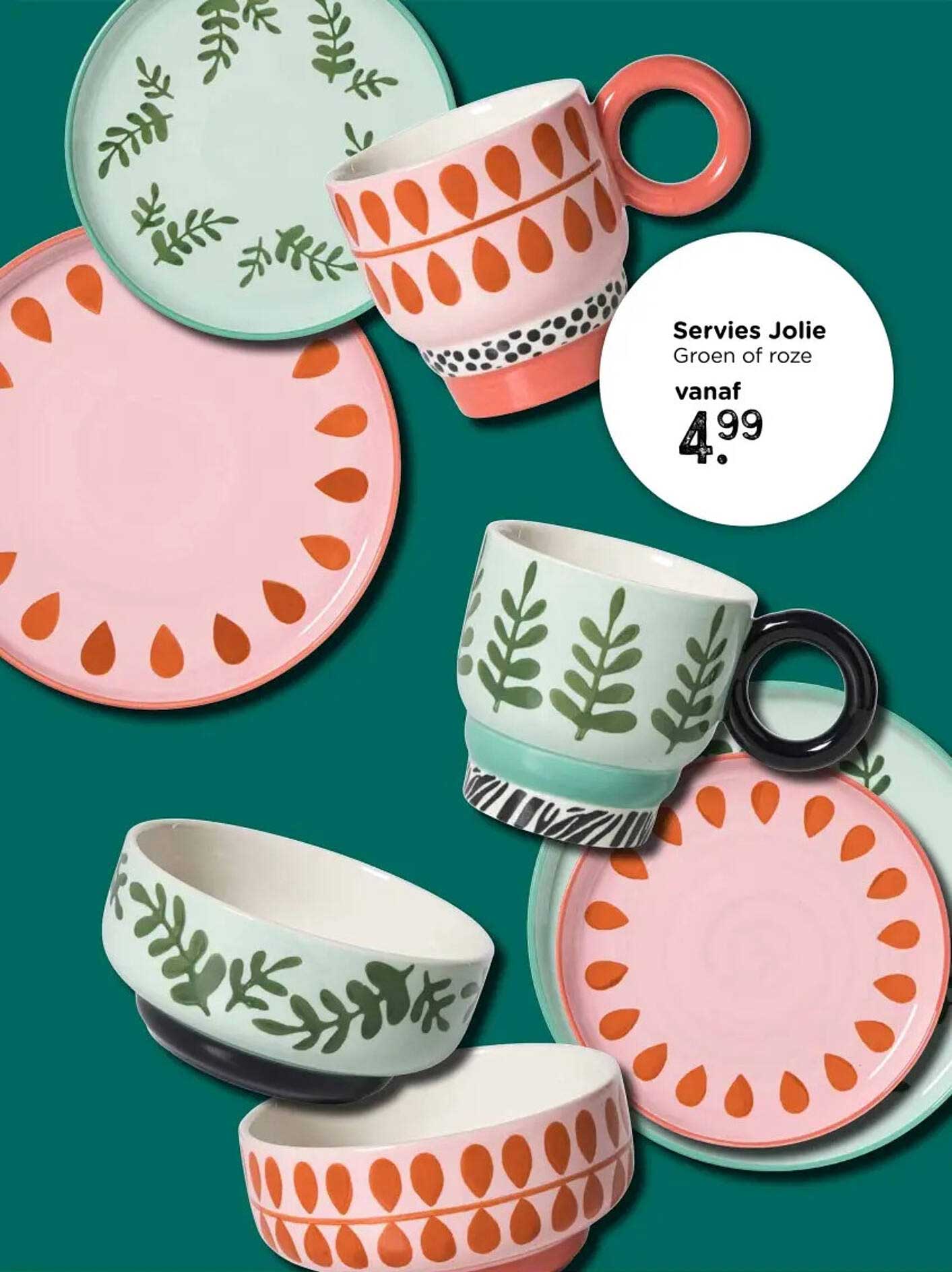 Servies Jolie Groen of roze vanaf