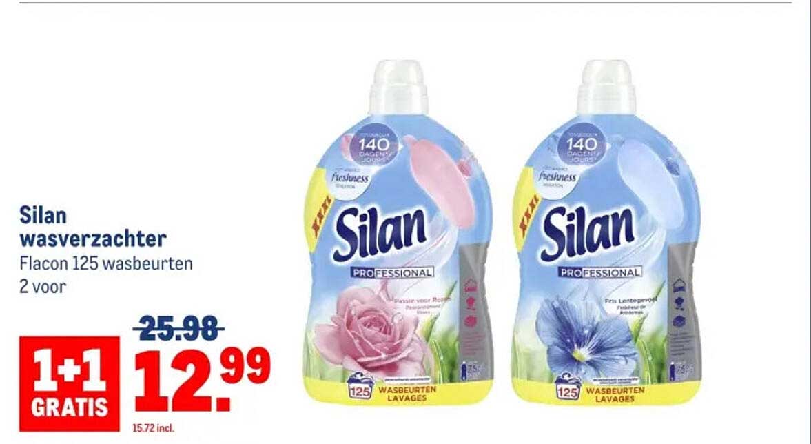 Silan wasverzachter Flacon 125 wasbeurten 2 voor