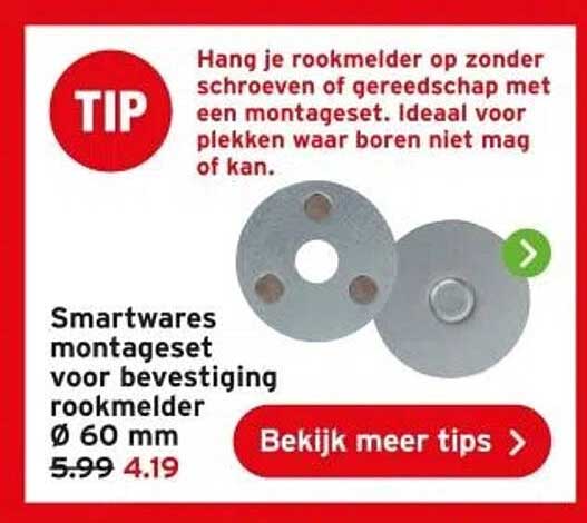 Smartwares montageset voor bevestiging rookmelder Ø 60 mm