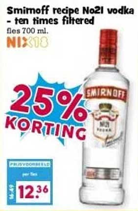 Smiroff recipe No21 vodka - ten times filtered flessen 700 ml.