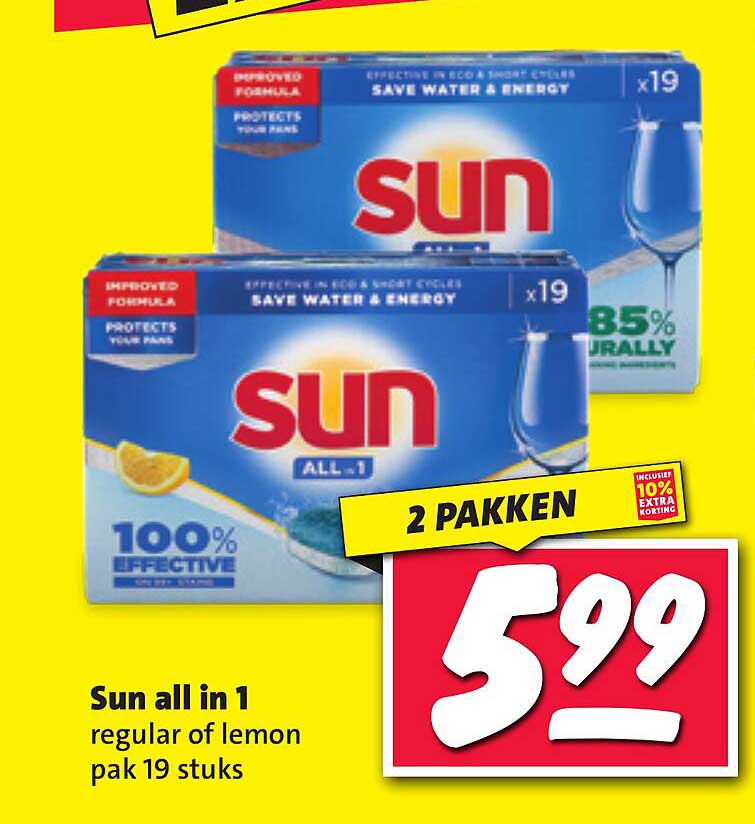 Sun all in 1 regular of lemon pak 19 stuks