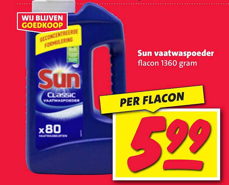 Sun vaatwaspoeder flacon 1360 gram