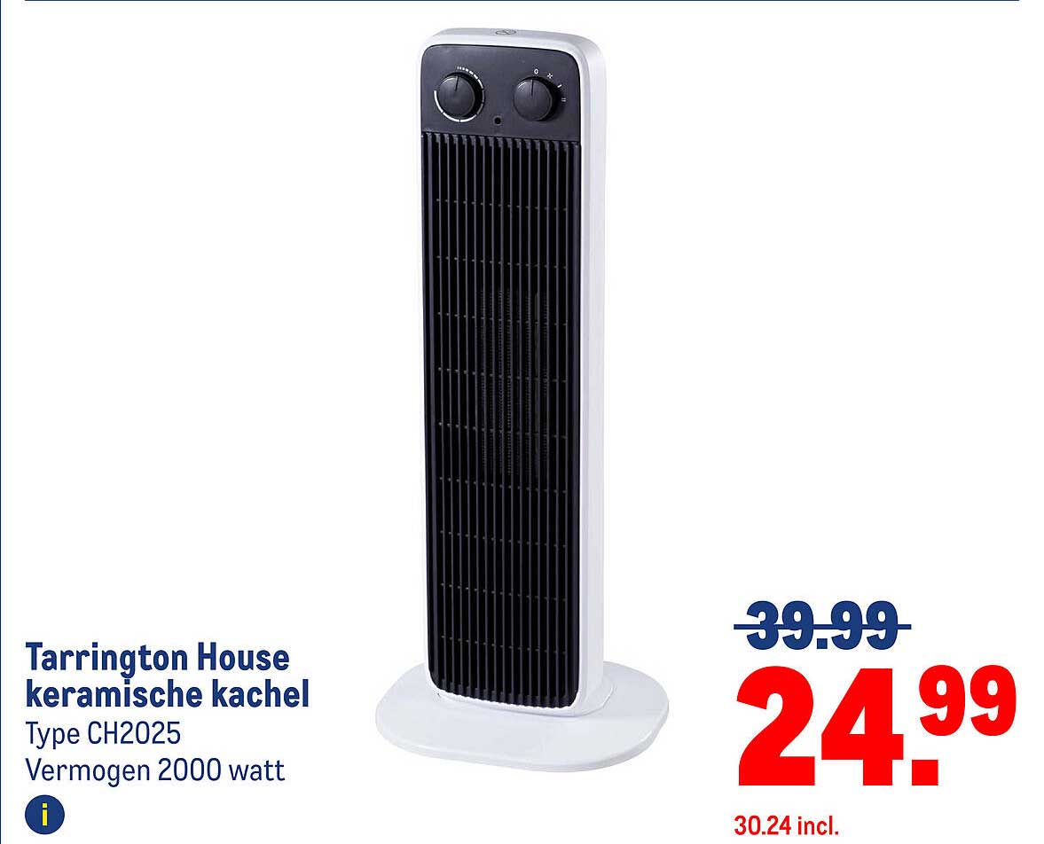 Tarrington House keramische kachel Type CH2025 Vermogen 2000 watt