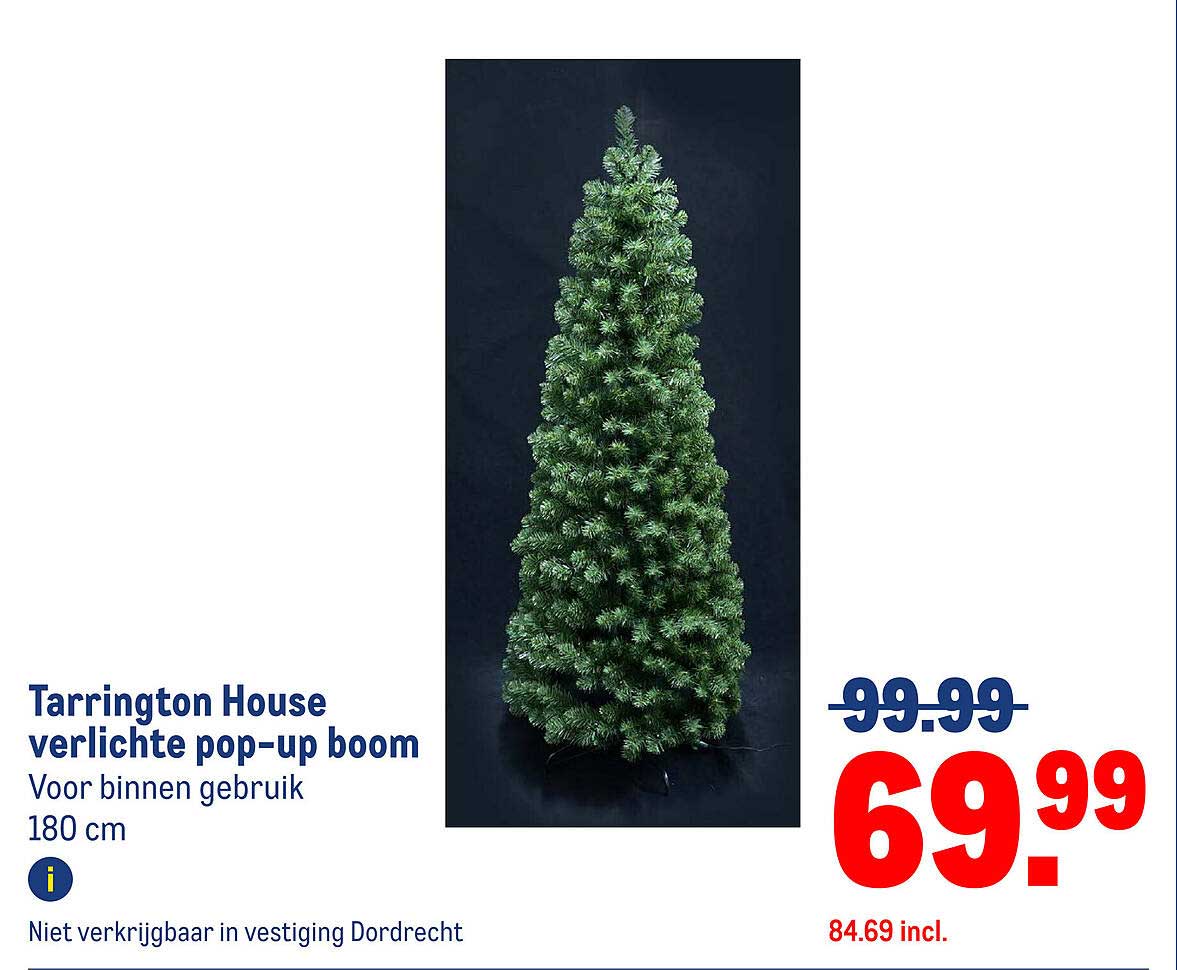 Tarrington House verlichte pop-up boom 180 cm