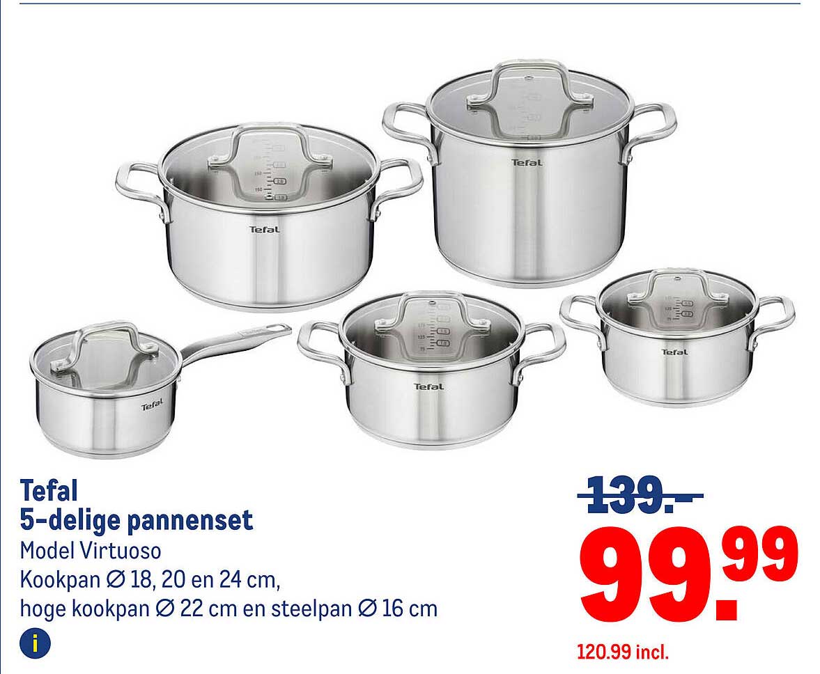 Tefal 5-delige pannenset Model Virtuoso