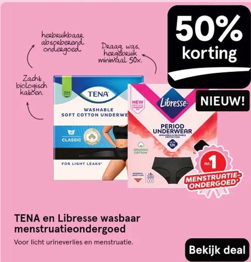 TENA en Libresse wasbaar menstruatieondergoed