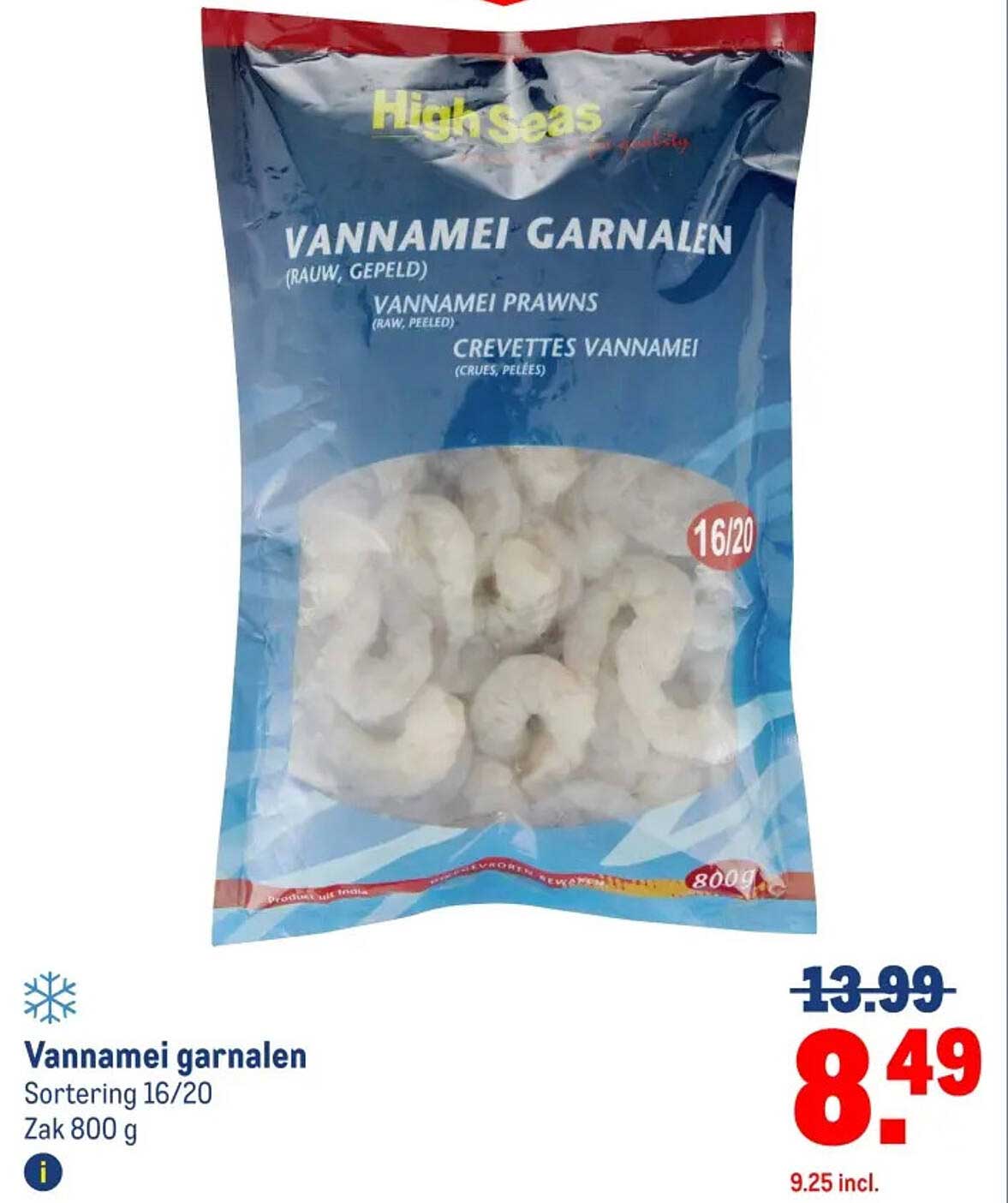 Vannameli garnalen (rauw, gepeld)