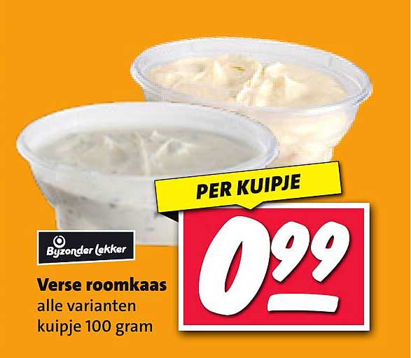 Verse roomkaas alle varianten kuipje 100 gram