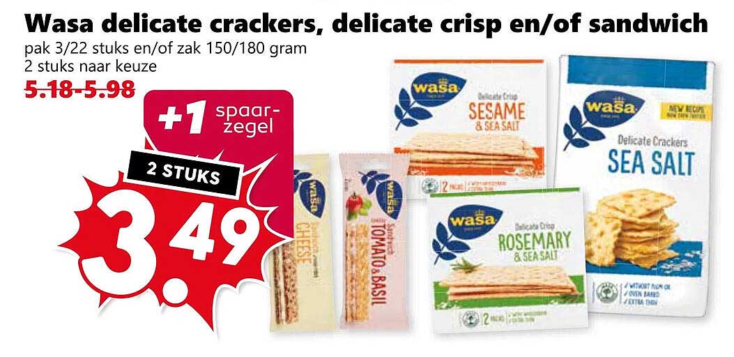 Wasa delicate crackers, delicate crisp en/of sandwich