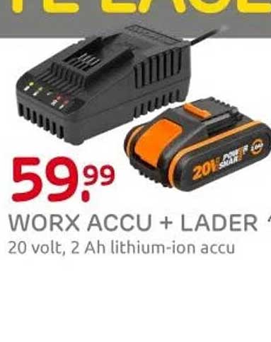 WORX ACCU + LADER 20 volt, 2 Ah lithium-ion accu