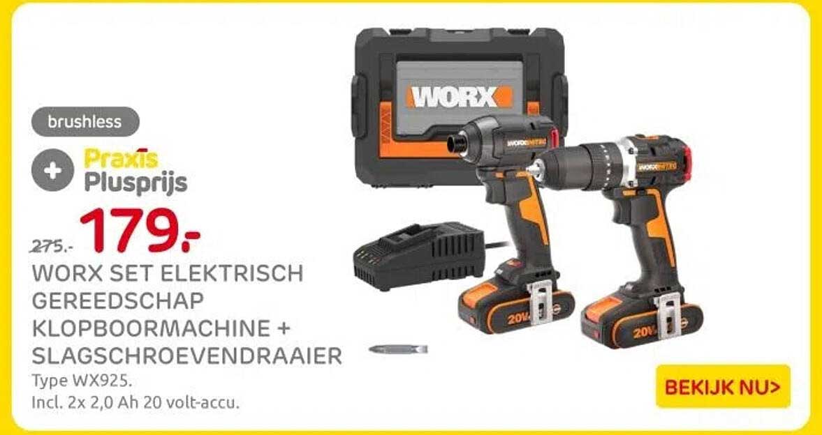 WORX SET ELECTRISCH GEREEDSCHAP KLOPBOORMACHINE + SLAGSCHROEVENDRAAIER