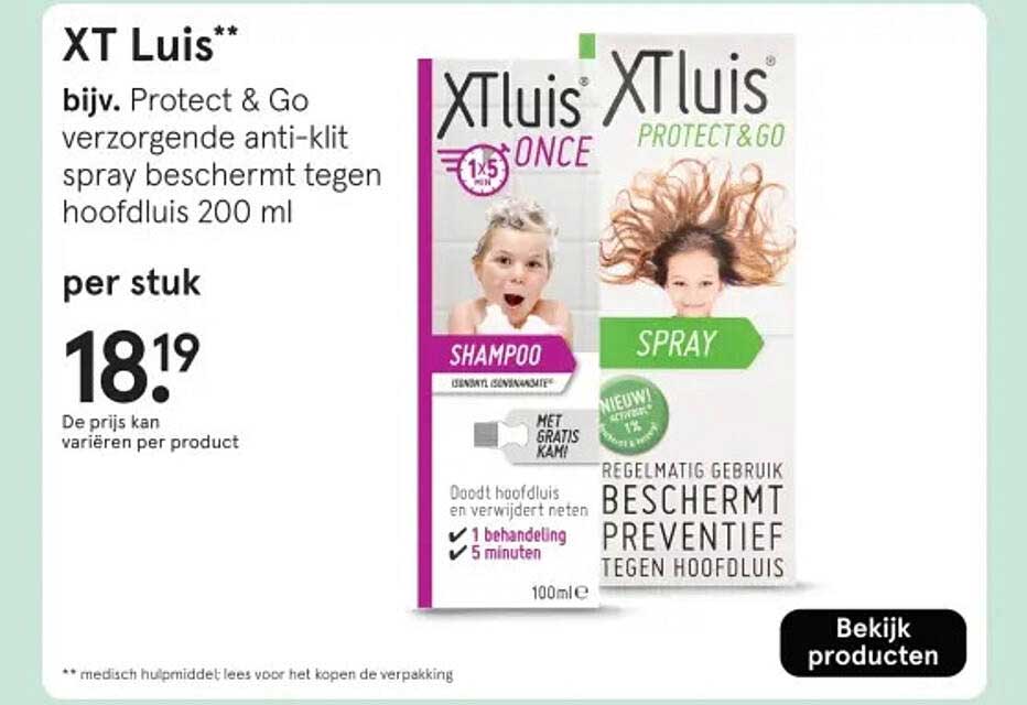 XT Luis Protect & Go verzorgende anti-klit spray beschermt tegen hoofdluis 200 ml