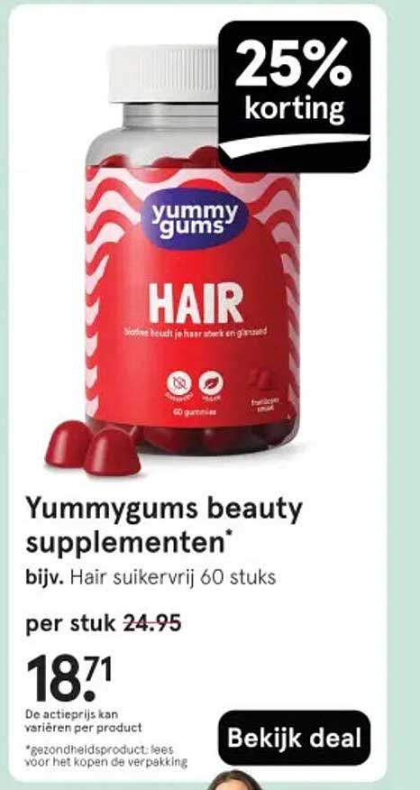Yummygums beauty supplementen bijv. Hair suikervrij 60 stuks