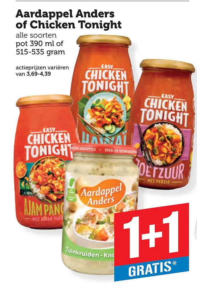 Aardappel Anders of Chicken Tonight 1+1 GRATIS