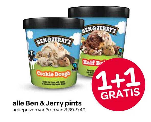 alle Ben & Jerry pints 1+1 GRATIS