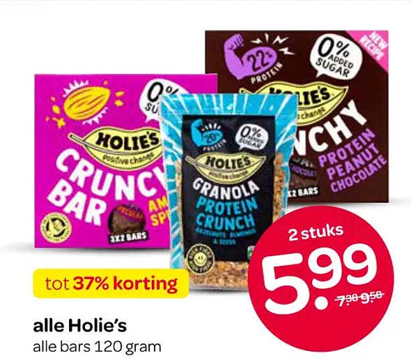 alle Holie’s alle bars 120 gram tot 37% korting