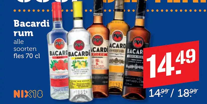 Bacardi rum alle soorten fles 70 cl