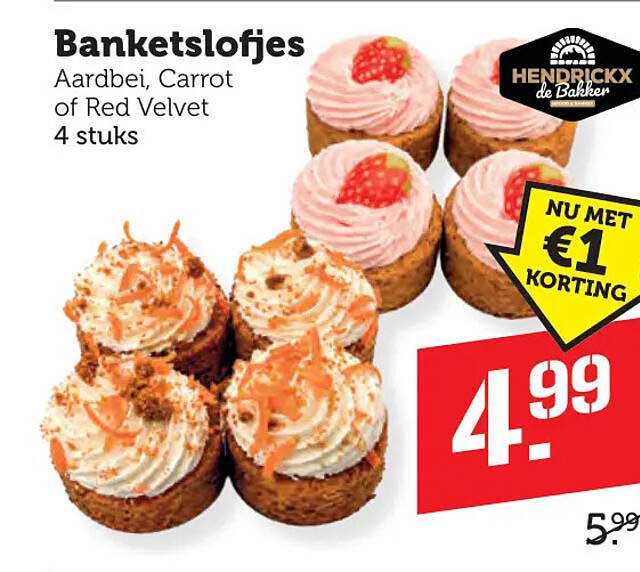 Banketslofjes Aardbei, Carrot of Red Velvet 4 stuks