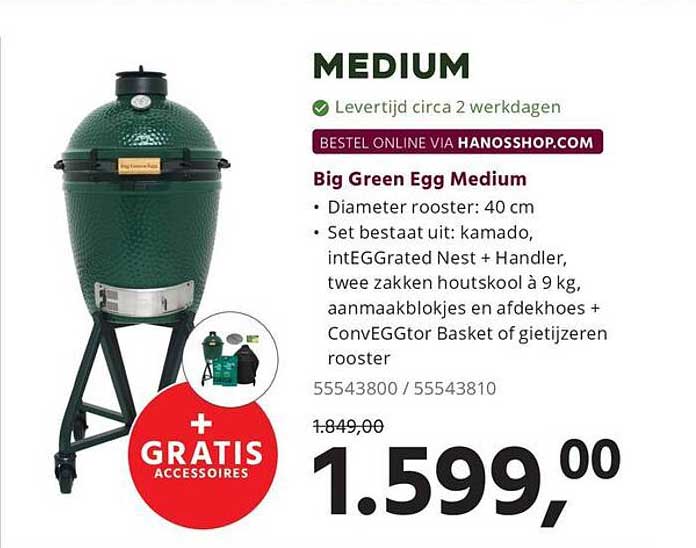 Big Green Egg Medium + Gratis accessoires
