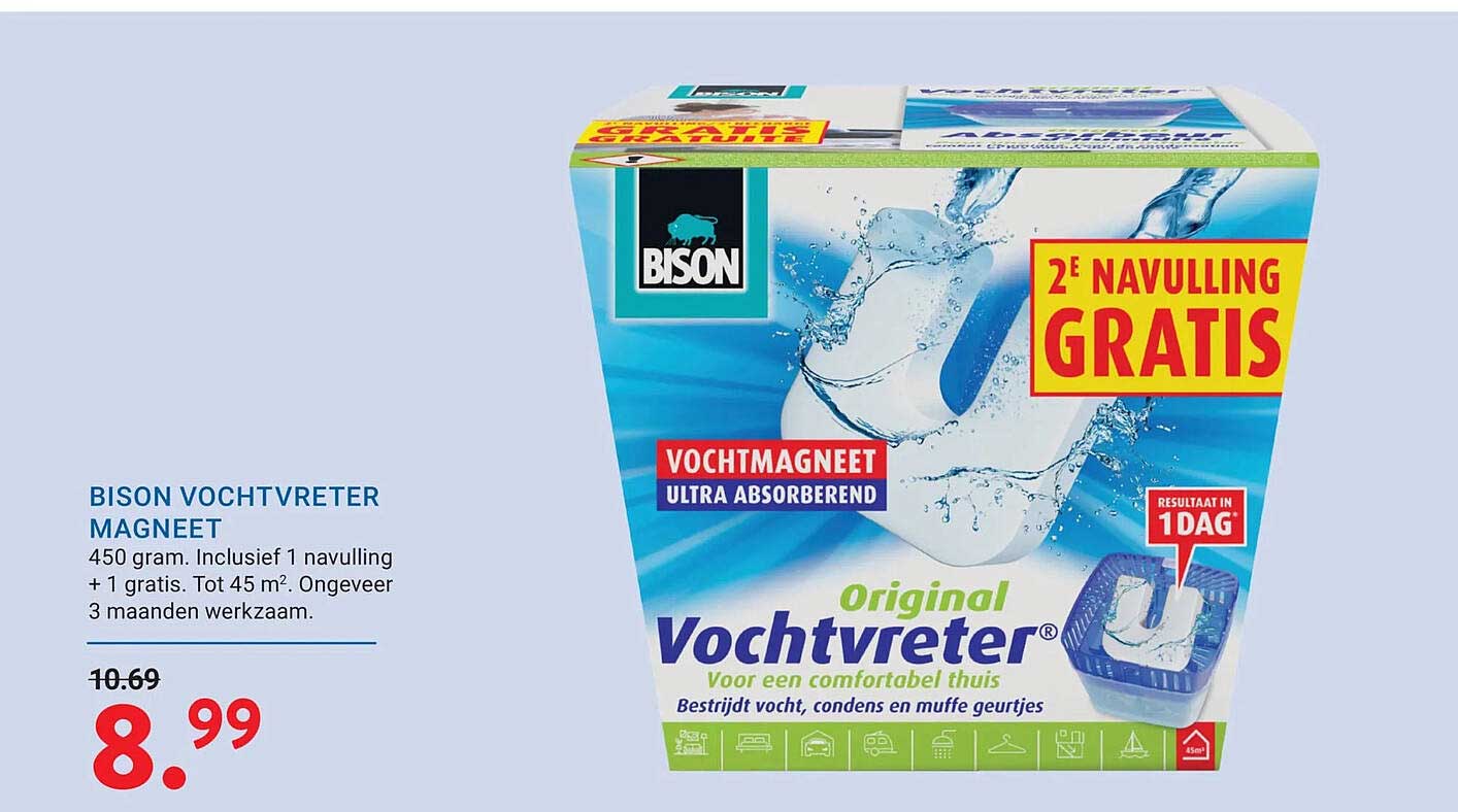 BISON VOCHTVRETER MAGNEET 2e navulling gratis