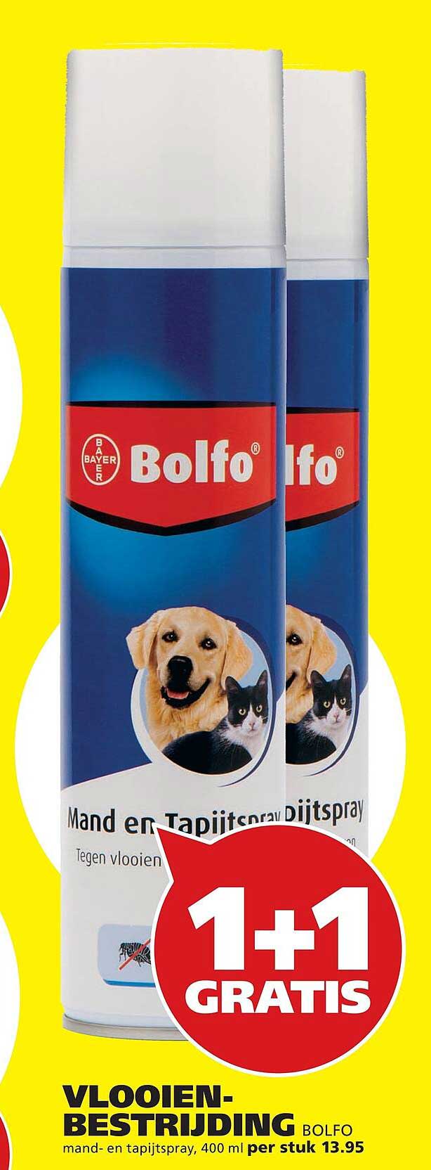 Bolfo mand- en tapijtspray, 400 ml 1+1 GRATIS