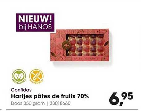 Confidas Hartjes pâtes de fruits 70%