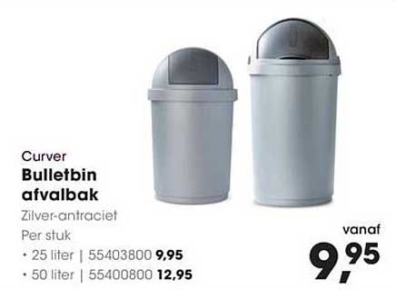 Curver Bulletbin afvalbak Zilver-antraciet