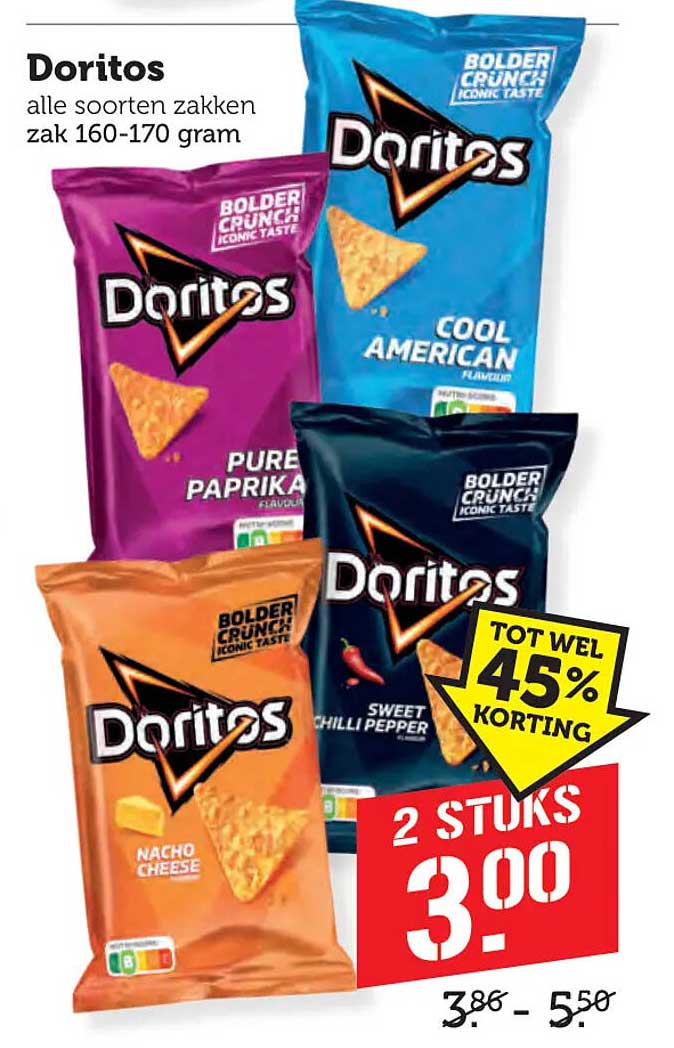Doritos alle soorten zakken zak 160-170 gram