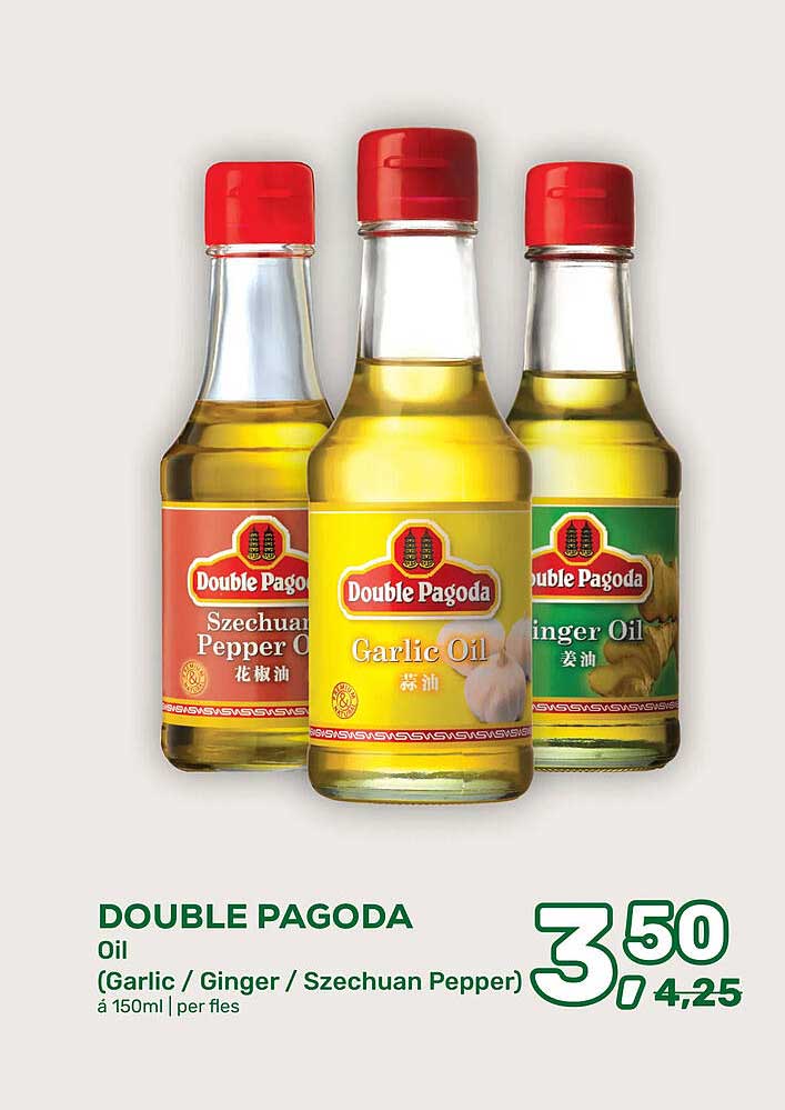 DOUBLE PAGODA Oil (Garlic / Ginger / Szechuan Pepper) à 150ml | per fles