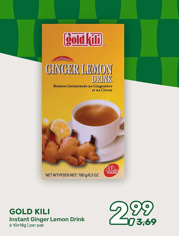 GOLD KILI Instant Ginger Lemon Drink á 10x18g | per pak