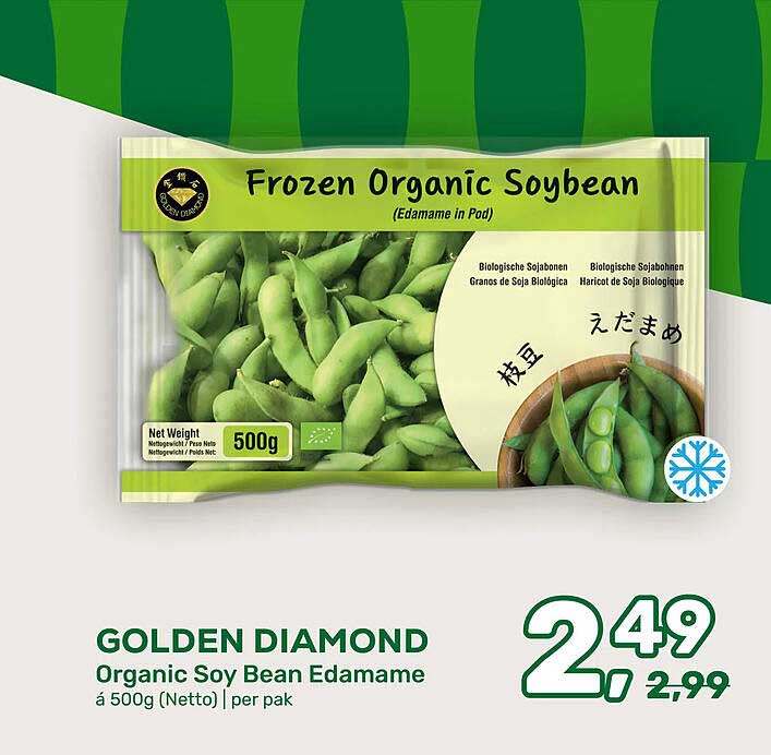 GOLDEN DIAMOND Organic Soy Bean Edamame á 500g (Netto) | per pak